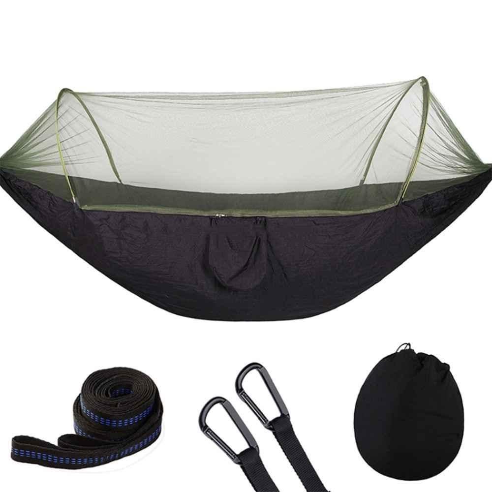 Portable Outdoor Camping Full-automatic Nylon Parachute Hammock with Mosquito Nets