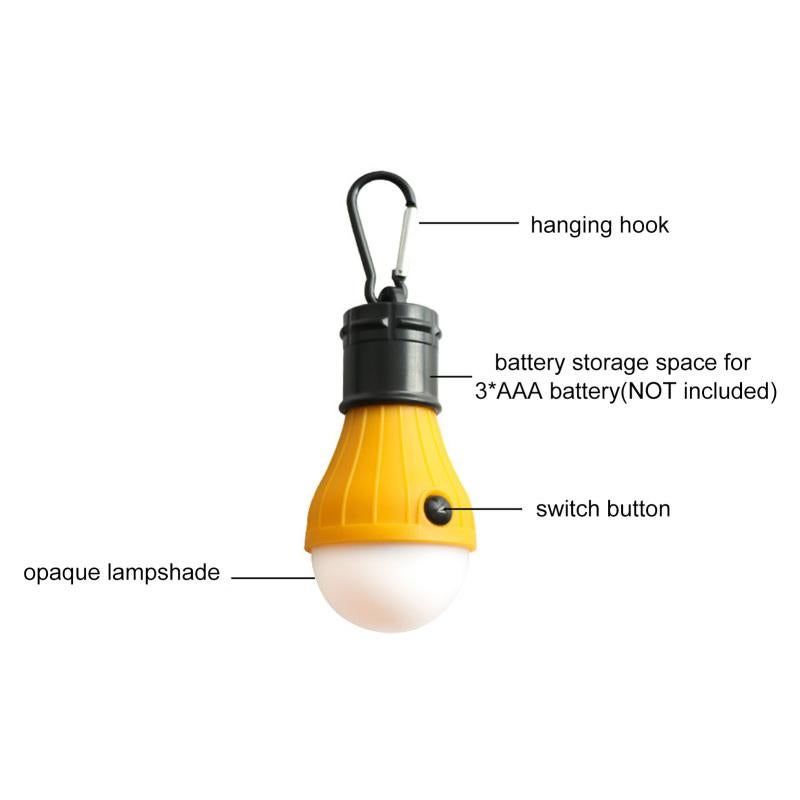 4Pcs Tent Light, Waterproof Led Portable Hook-Type Mini Camping Emergency Light, Black