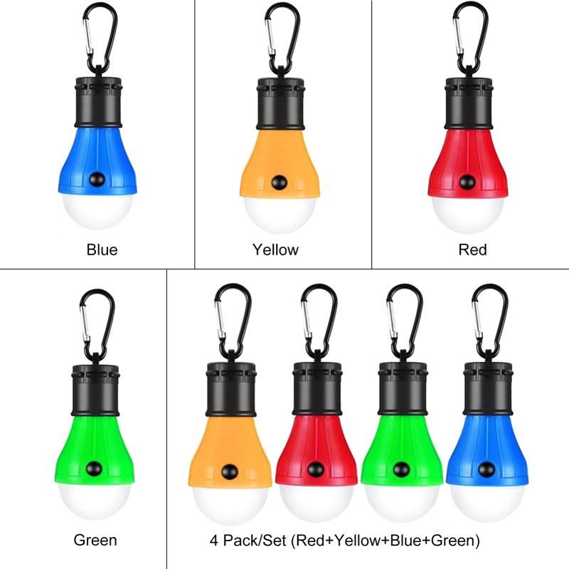 4Pcs Tent Light, Waterproof Led Portable Hook-Type Mini Camping Emergency Light, Black