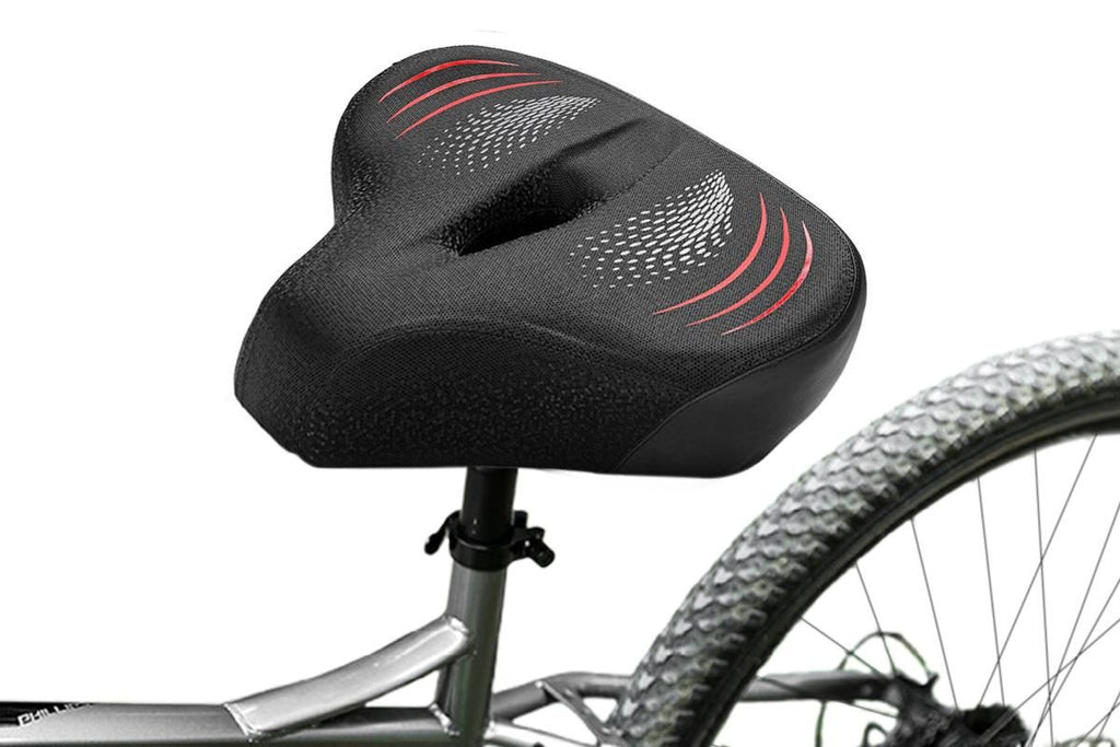 Noseless Bike Seat Cushion for Men & Women Comfortable Saddle for Peloton Bikes Exercise Bikes Electric Bikes Cruiser Bikes - Black&Red