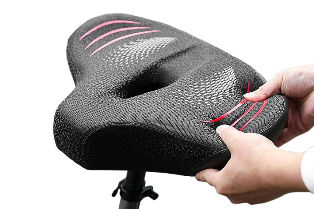 Noseless Bike Seat Cushion for Men & Women Comfortable Saddle for Peloton Bikes Exercise Bikes Electric Bikes Cruiser Bikes - Black&Red