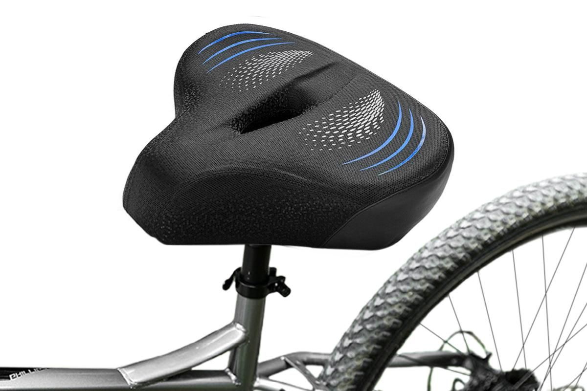 Noseless Bike Seat Cushion for Men & Women Comfortable Saddle for Peloton Bikes Exercise Bikes Electric Bikes Cruiser Bikes - Balck&Blue
