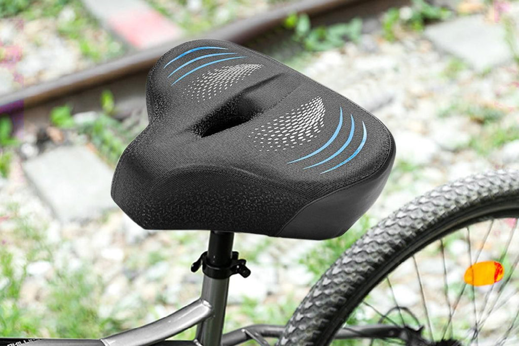 Noseless Bike Seat Cushion for Men & Women Comfortable Saddle for Peloton Bikes Exercise Bikes Electric Bikes Cruiser Bikes - Balck&Blue