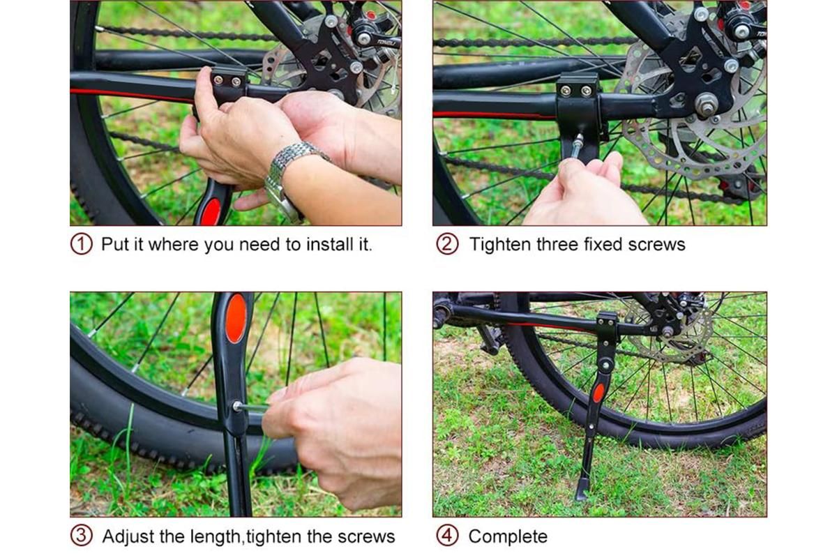 Adjustable Rear Bike Kick Stand Bicycle Mountain Bike Stand Kickstand Bicycle Road Mountain Cycling Rear Mount Side Stand Adjustable Alloy Replacement Kickstand for Mountain Bike