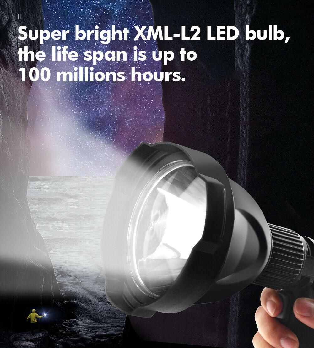 LED Handheld Spotlight Rechargeable Camping Hunting Flashlight Torch Spot Light