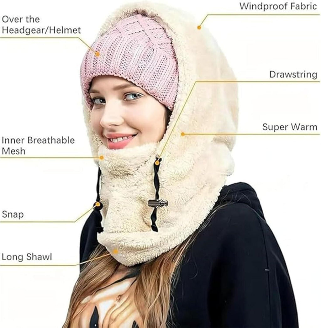 Ski Mask Winter Windproof Warm Uni Fleece Lined Face Cover Scarf (Green)