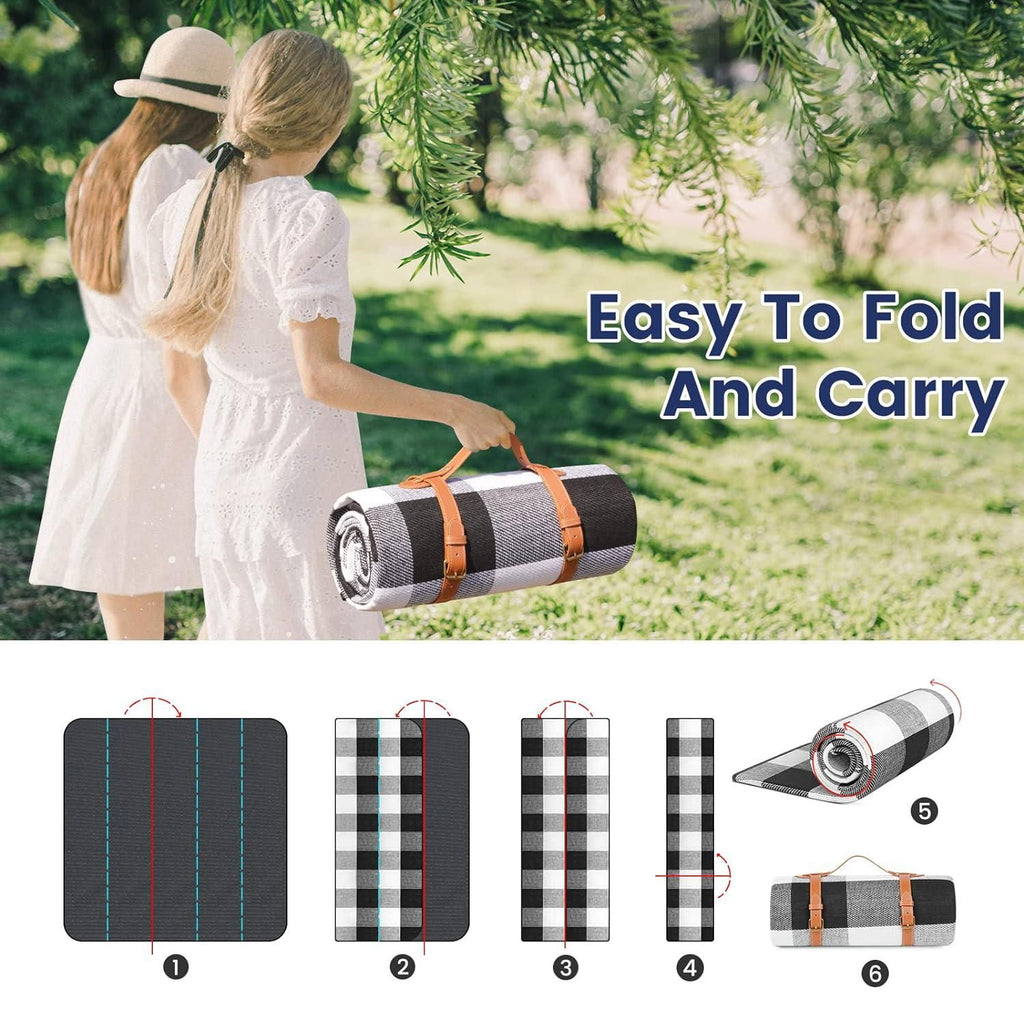 Outdoor Picnic Blanket Waterproof Mat Extra Wide Camping Tent Ground Sheet for Hiking and Outdoor Activities - Black S