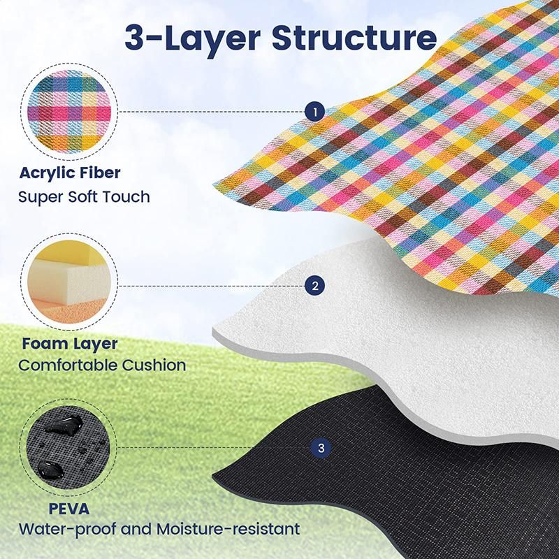 Outdoor Picnic Blanket Waterproof Mat Extra Wide Camping Tent Ground Sheet for Hiking and Outdoor Activities - Multicolor M