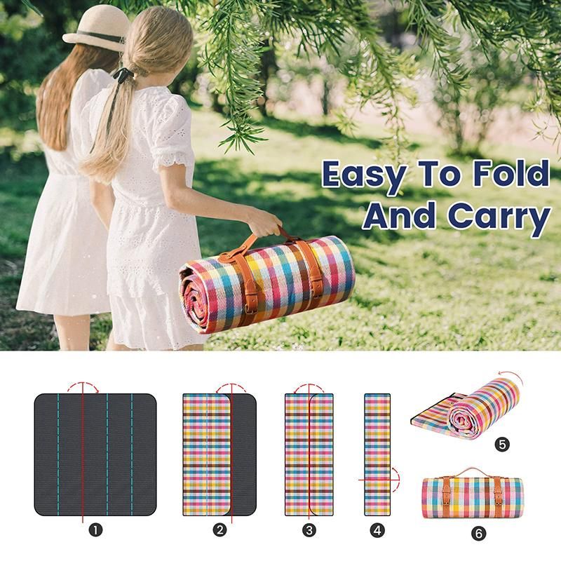 Outdoor Picnic Blanket Waterproof Mat Extra Wide Camping Tent Ground Sheet for Hiking and Outdoor Activities - Multicolor M