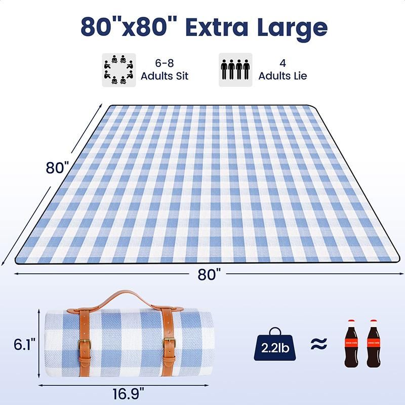 Outdoor Picnic Blanket Waterproof Mat Extra Wide Camping Tent Ground Sheet for Hiking and Outdoor Activities - Sky Blue S