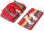 Striped Hanging Hammock 185 x 80cm Swing Single People Swing Heavy Duty Camping Hammock-Red