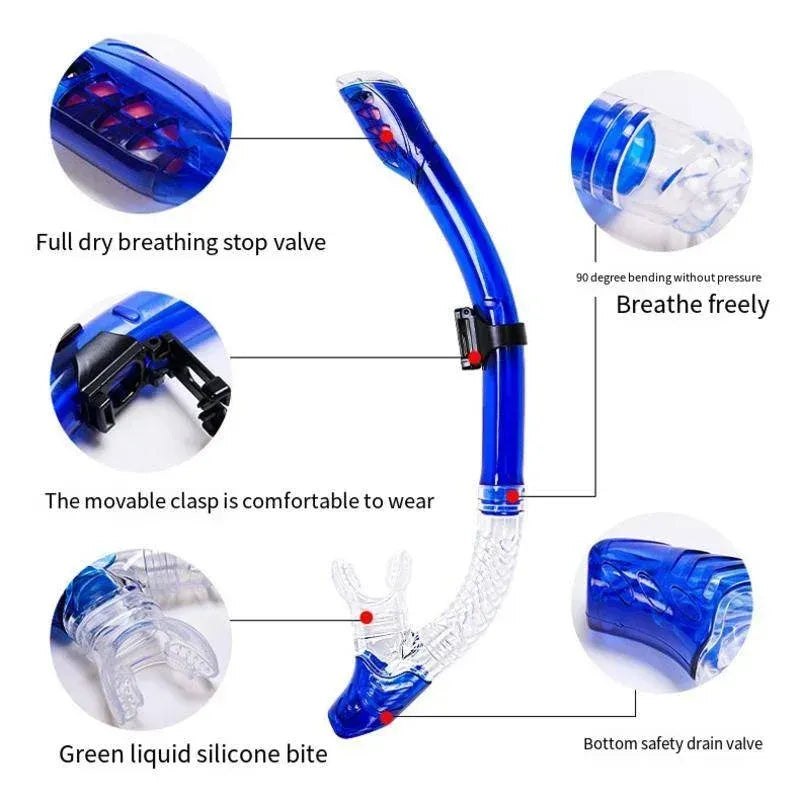 Diving Snorkel Equipment Adults Silicone Breathing Apparatus Swimming Waterproof Snorkel Anti-wave Breathing Tube - Clear Black Yellow