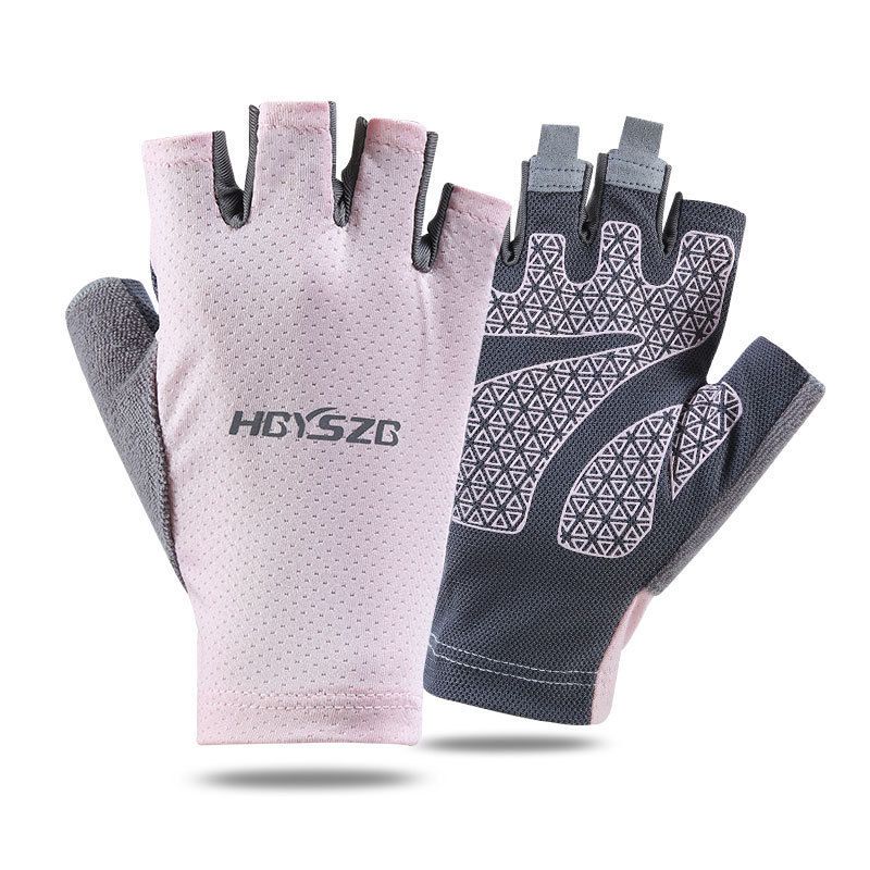 Ice Silk Half Finger Cycling Gloves for Men Women Ice Silk half finger open smile Black