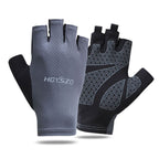 Ice Silk Half Finger Cycling Gloves for Men Women Ice Silk half finger open smile Gray L