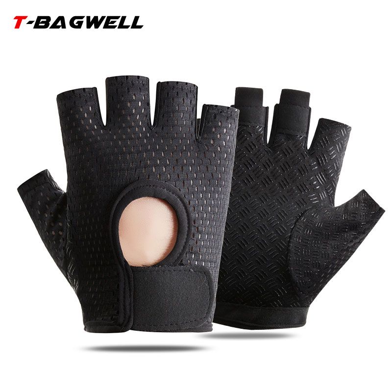 T-BAGWELL Cycling Gloves Half Finger Anti-slip A half finger black green XL
