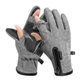 Yuejun Winter Cycling Gloves Fleece Lined Touchscreen HX-06 flip gray M