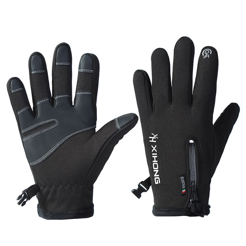 Yuejun Winter Cycling Gloves Fleece Lined Touchscreen HX-06 flip gray XL