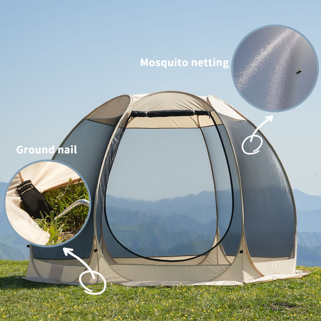 Large 3m Pop Up Screen House Tent, 6-8 Person Mosquito Shelter,,Easy 60-second setup camping tend.Fits standard picnic tables with 220cm full standing headroom.Portable Shelter Enclosure