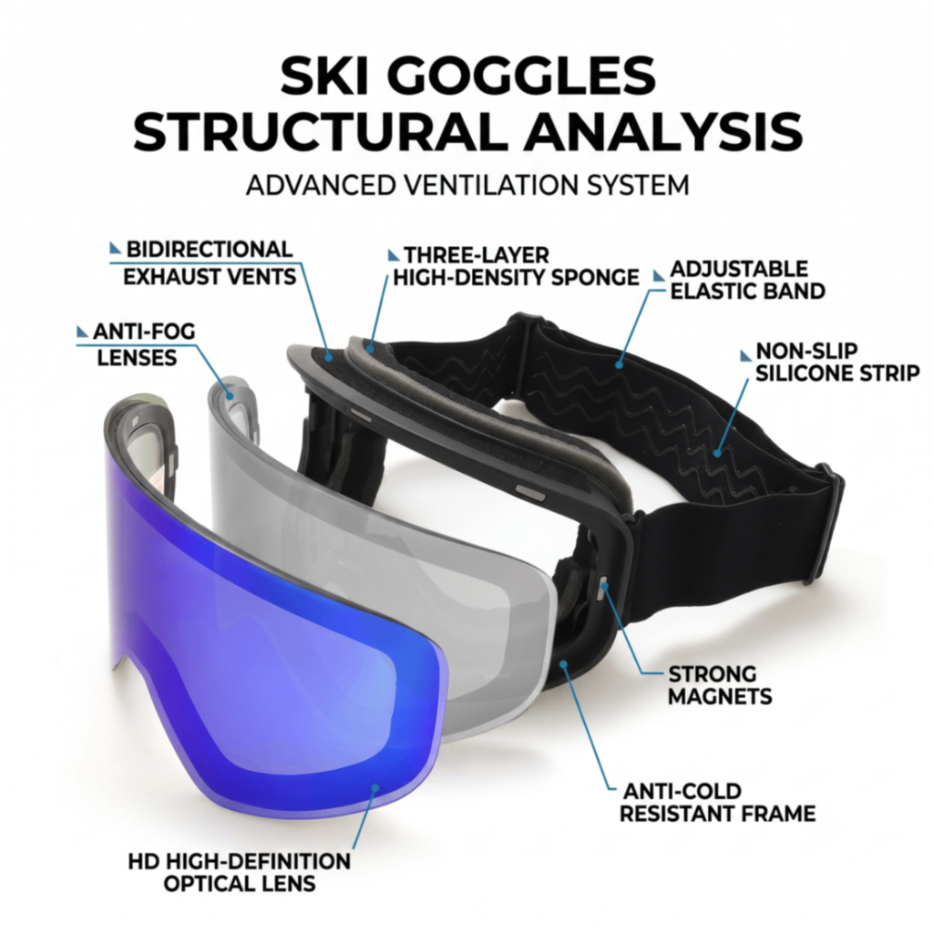 Magnetic Cylindrical Ski Goggles with UV400 Anti-Fog Dual-Lens, Impact-Resistant TPU Frame, Interchangeable Lens for Snow Sports, Includes Protective Case & Black Storage Bag (Pink)