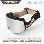 DOTUGE DGZ-12XS Ski Goggles with Italian REVO Coated Dual-Layer Anti-Fog Lens, UV400 Protection, Large Cylindrical Wide View, Compatible with Prescription Glasses, for Skiing and Snow Sports (E)