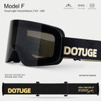 DOTUGE DGZ-12XS Ski Goggles with Italian REVO Coated Dual-Layer Anti-Fog Lens, UV400 Protection, Large Cylindrical Wide View, Compatible with Prescription Glasses, for Skiing and Snow Sports (E)
