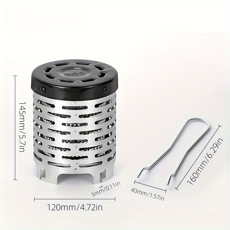 Portable Stainless Steel Camping Heater for Outdoor Cooking and Warming – Perfect for Tent, Snow, Ice Fishing, and Backpacking Trips with Detachable Handle (Black)