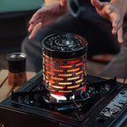 Portable Stainless Steel Camping Heater for Outdoor Cooking and Warming – Perfect for Tent, Snow, Ice Fishing, and Backpacking Trips with Detachable Handle (Black)