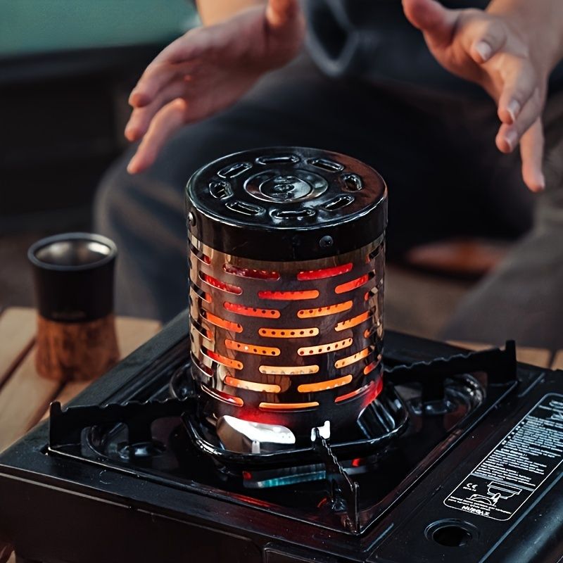 Portable Stainless Steel Camping Heater for Outdoor Cooking and Warming – Perfect for Tent, Snow, Ice Fishing, and Backpacking Trips with Detachable Handle (Black)