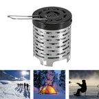Portable Stainless Steel Camping Heater for Outdoor Cooking and Warming – Perfect for Tent, Snow, Ice Fishing, and Backpacking Trips with Detachable Handle (Black)