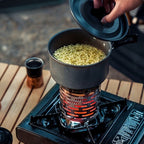 Portable Stainless Steel Camping Heater for Outdoor Cooking and Warming – Perfect for Tent, Snow, Ice Fishing, and Backpacking Trips with Detachable Handle (Black)