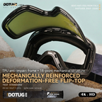 DOTUGE Magnetic Flip-Up Ski Goggles with Dual Frame Design, Anti-Fog HD Lens, Impact-Resistant TPU Frame, and Adjustable Strap for Winter Snow Sports (IceBlue)