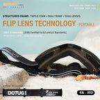 DOTUGE Magnetic Flip-Up Ski Goggles with Dual Frame Design, Anti-Fog HD Lens, Impact-Resistant TPU Frame, and Adjustable Strap for Winter Snow Sports (IceBlue)
