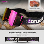 DOTUGE Magnetic Flip-Up Ski Goggles with Dual Frame Design, Anti-Fog HD Lens, Impact-Resistant TPU Frame, and Adjustable Strap for Winter Snow Sports (IceBlue)