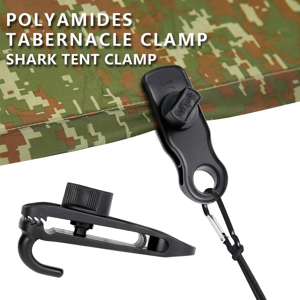 Heavy-Duty Locking Tent Peg Clamp with Rotating Lock, Multi-Purpose Windproof Canopy Fastener for Camping, Tarps, and Food Bag Sealing, with Hook and Hang Hole for Gear Organization (6PCS)