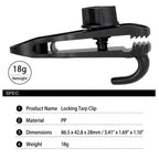 Heavy-Duty Locking Tent Peg Clamp with Rotating Lock, Multi-Purpose Windproof Canopy Fastener for Camping, Tarps, and Food Bag Sealing, with Hook and Hang Hole for Gear Organization (6PCS)