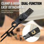 Heavy-Duty Locking Tent Peg Clamp with Rotating Lock, Multi-Purpose Windproof Canopy Fastener for Camping, Tarps, and Food Bag Sealing, with Hook and Hang Hole for Gear Organization (8PCS)