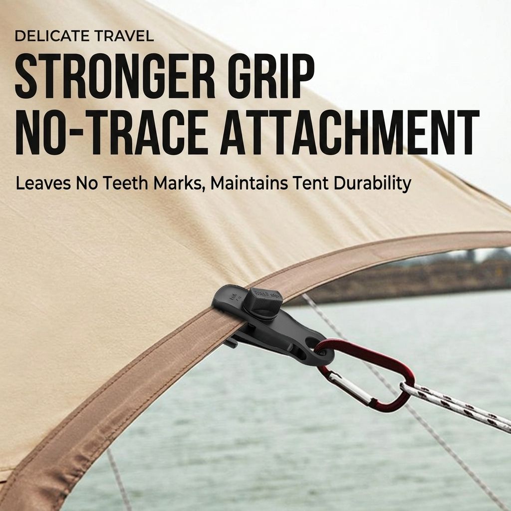Heavy-Duty Locking Tent Peg Clamp with Rotating Lock, Multi-Purpose Windproof Canopy Fastener for Camping, Tarps, and Food Bag Sealing, with Hook and Hang Hole for Gear Organization (8PCS)
