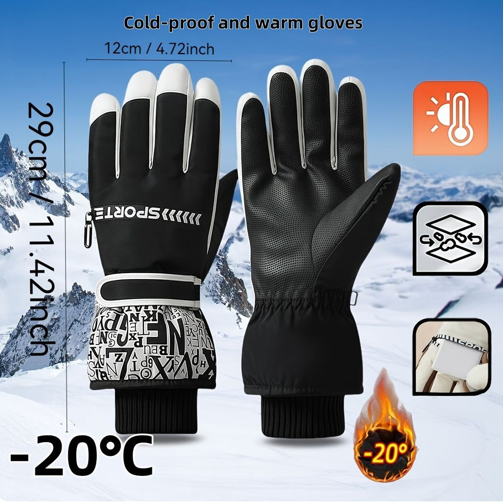 Winter Snow Ski Gloves with Touchscreen Compatibility, Windproof and Waterproof, Thick Fleece Lining, Adjustable Wrist Strap, Ideal for Outdoor Sports and Daily Cold Weather Use (Navy)