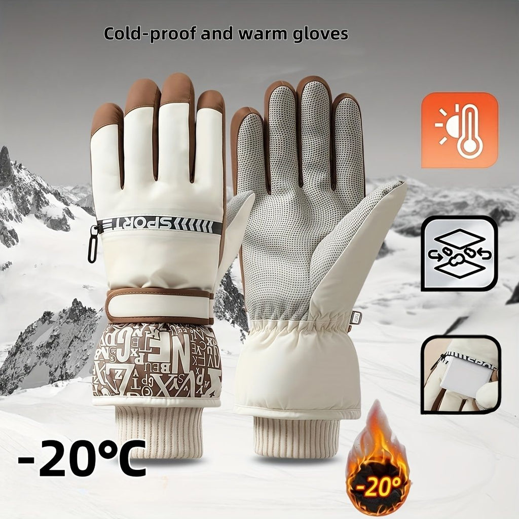Winter Snow Ski Gloves with Touchscreen Compatibility, Windproof and Waterproof, Thick Fleece Lining, Adjustable Wrist Strap, Ideal for Outdoor Sports and Daily Cold Weather Use (Navy)