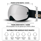 DOTUGE DGQ-D07 Magnetic Flip Ski Goggles with REVO Coated Dual-Layer Anti-Fog Spherical Lens, UV400 Protection, OTG Design, and Wide Field of View for Snow Sports (A)