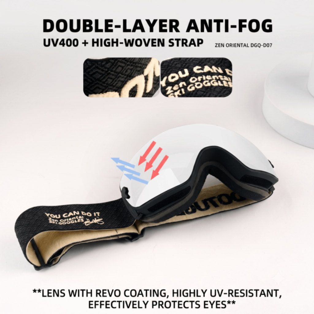 DOTUGE DGQ-D07 Magnetic Flip Ski Goggles with REVO Coated Dual-Layer Anti-Fog Spherical Lens, UV400 Protection, OTG Design, and Wide Field of View for Snow Sports (A)