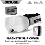 DOTUGE DGQ-D07 Magnetic Flip Ski Goggles with REVO Coated Dual-Layer Anti-Fog Spherical Lens, UV400 Protection, OTG Design, and Wide Field of View for Snow Sports (A)