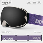 DOTUGE DGQ-D07 Magnetic Flip Ski Goggles with REVO Coated Dual-Layer Anti-Fog Spherical Lens, UV400 Protection, OTG Design, and Wide Field of View for Snow Sports (A)