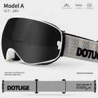 DOTUGE DGQ-D07 Magnetic Flip Ski Goggles with REVO Coated Dual-Layer Anti-Fog Spherical Lens, UV400 Protection, OTG Design, and Wide Field of View for Snow Sports (F)