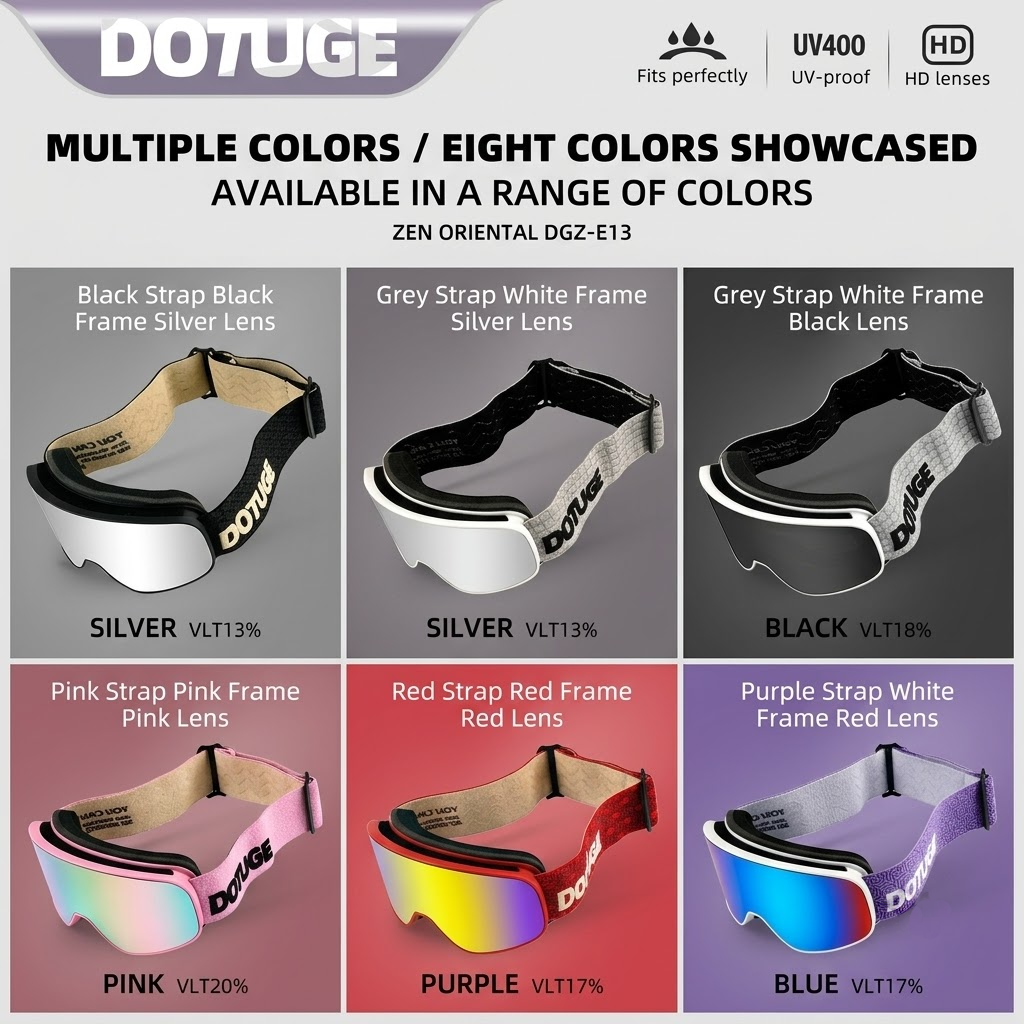 DOTUGE Kids Snow Goggles with Magnetic Flip Design, Anti-Fog HD Lens & UV400 Protection, Compatible with Prescription Glasses, Ideal for Skiing, Snowboarding, and Winter Outdoor Adventures (A)