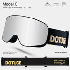 DOTUGE Kids Snow Goggles with Magnetic Flip Design, Anti-Fog HD Lens & UV400 Protection, Compatible with Prescription Glasses, Ideal for Skiing, Snowboarding, and Winter Outdoor Adventures (B)