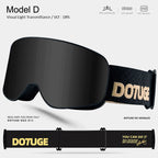 DOTUGE Kids Snow Goggles with Magnetic Flip Design, Anti-Fog HD Lens & UV400 Protection, Compatible with Prescription Glasses, Ideal for Skiing, Snowboarding, and Winter Outdoor Adventures (C)