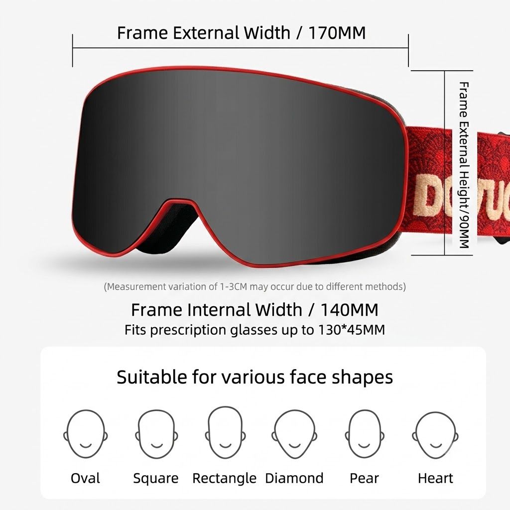 DOTUGE Kids Snow Goggles with Magnetic Flip Design, Anti-Fog HD Lens & UV400 Protection, Compatible with Prescription Glasses, Ideal for Skiing, Snowboarding, and Winter Outdoor Adventures (D)