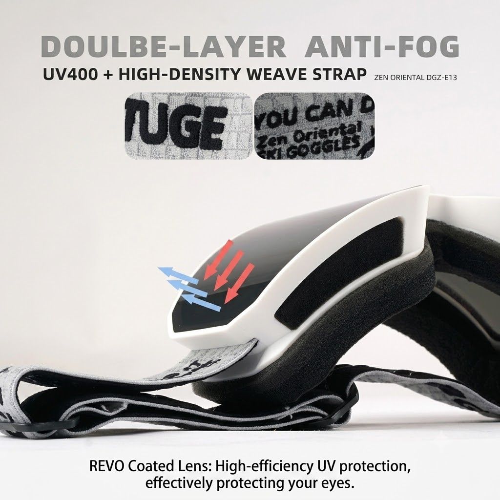 DOTUGE Kids Snow Goggles with Magnetic Flip Design, Anti-Fog HD Lens & UV400 Protection, Compatible with Prescription Glasses, Ideal for Skiing, Snowboarding, and Winter Outdoor Adventures (E)