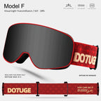 DOTUGE Kids Snow Goggles with Magnetic Flip Design, Anti-Fog HD Lens & UV400 Protection, Compatible with Prescription Glasses, Ideal for Skiing, Snowboarding, and Winter Outdoor Adventures (E)